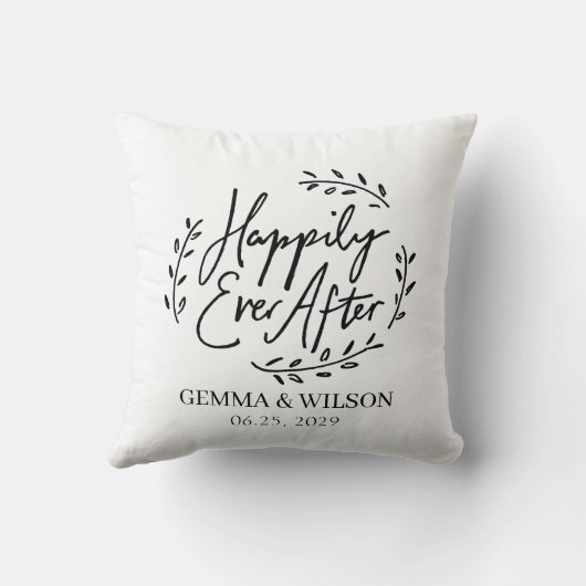 贈り物を投げパーソナライズされたた後結婚楽しく クッション (裏面)