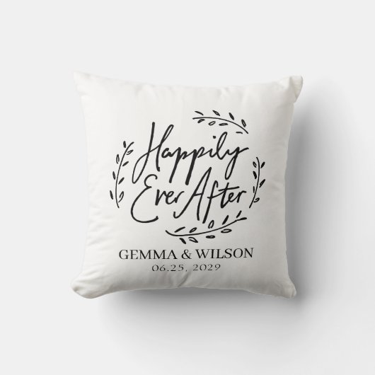 贈り物を投げパーソナライズされたた後結婚楽しく クッション (正面)