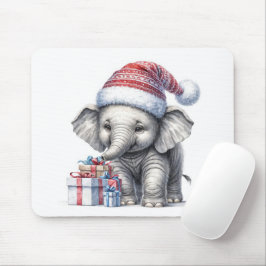 贈り物を持ったクリスマスゾウ マウスパッド
