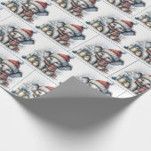 贈り物を持ったクリスマスゾウ ラッピングペーパー (角)