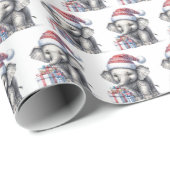 贈り物を持ったクリスマスゾウ ラッピングペーパー (ロールコーナー)