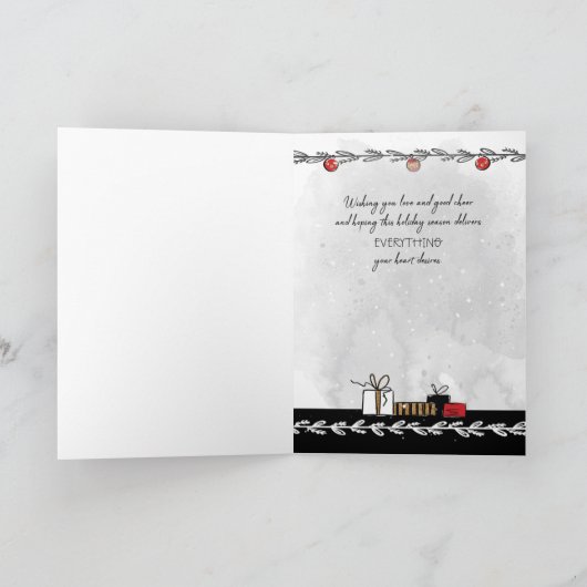 贈り物を添えた姪スタイリッシュの女性のためのクリスマス カード (内部)