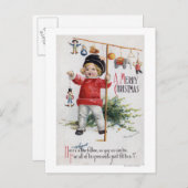 贈り物を見せる小さな少年 ポストカード (正面/裏面)