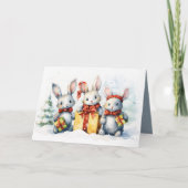 贈り物を贈るクリスマスのウサギ シーズンカード (正面)