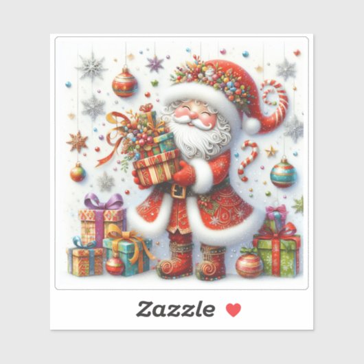 贈り物を贈る喜びカラフルのサンタ シール (シート)