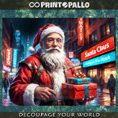 贈り物を運ぶ街モダンのサンタクロース 薄葉紙