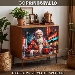 贈り物を運ぶ街モダンのサンタクロース 薄葉紙