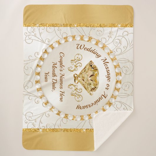 贈り物パーソナライズされた用の豪華結婚な毛布 シェルパブランケット (正面)