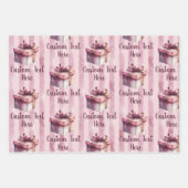 贈り物ボックス(ピンクとストライプ) ラッピングペーパーシート (正面2)