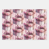 贈り物ボックス(ピンクとストライプ) ラッピングペーパーシート (正面)