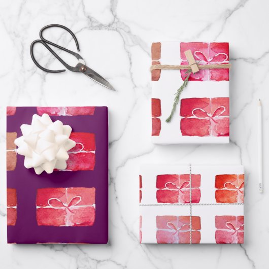 贈り物ラッピング冬の誕生日の休日 ラッピングペーパーシート (正面)