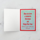 贈り物付き馬と棒馬の子供のホリデーカード シーズンカード (内部)