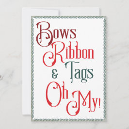 贈り物包みパーティーのおじぎ、リボン、ラベル、ああ！ 招待状
