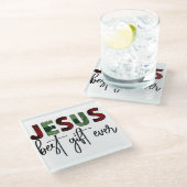 贈り物最高ののイエスクリスマス神の誕生日 ガラスコースター (アングル)