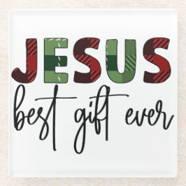 贈り物最高ののイエスクリスマス神の誕生日 ガラスコースター