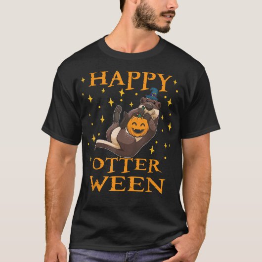 贈り物 |かわいい海のオッターハロウィン Tシャツ (正面)