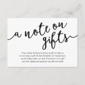 贈り物、ハネムーン基金の現金願望に関するメモ エンクロージャーカード (正面)