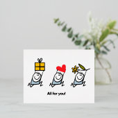 贈り物、ハート、花 箔シーズンポストカード (立ち正面)