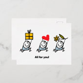 贈り物、ハート、花 箔シーズンポストカード (正面/裏面)