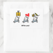 贈り物、ハート、花 長方形シール (バッグ)