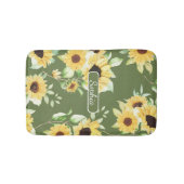 贈エレガントオーガニックり物に緑の花をアート バスマット (正面)