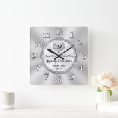 贈パーソナライズされた結婚り物を求めて幸せに スクエア壁時計 (ホーム)