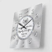 贈パーソナライズされた結婚り物を求めて幸せに スクエア壁時計 (傾斜)