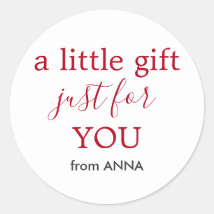 贈ミニマルり物の白い赤の文字 ラウンドシール