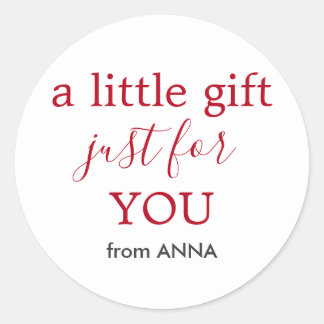 贈ミニマルり物の白い赤の文字 ラウンドシール
