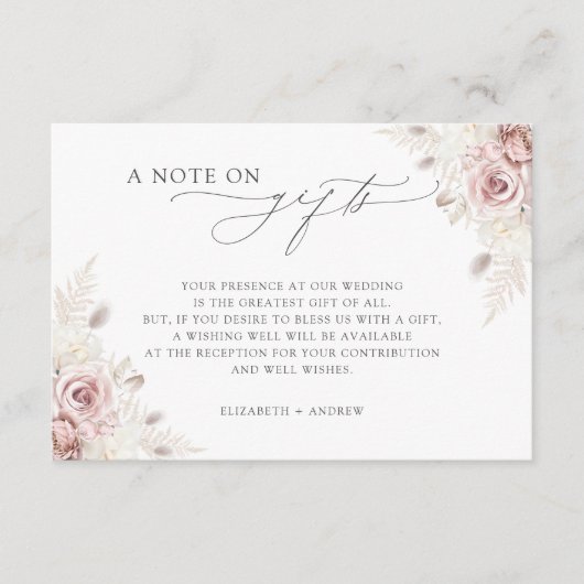 贈与に関する赤面フローラの結婚良好な願い エンクロージャーカード (正面)