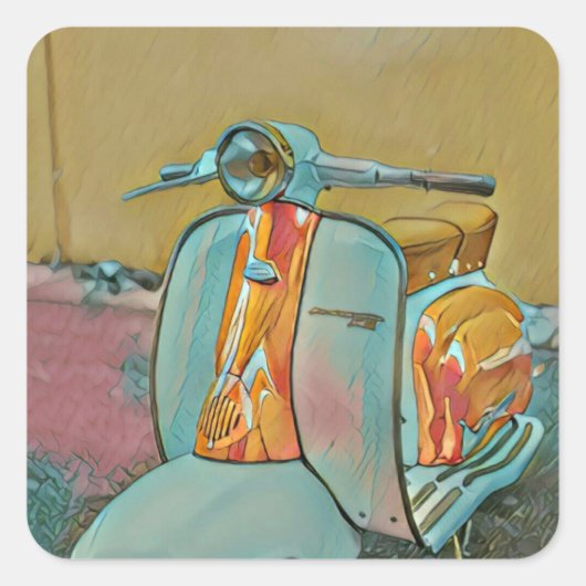 贈与バイクもしくは自転車に乗る人 スクエアシール (正面)
