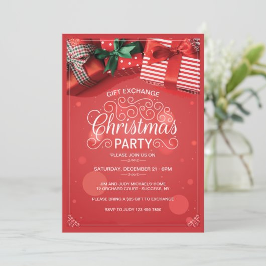贈与交換クリスマスパーティの招待状 招待状 (スタンド正面)