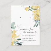 贈答用フローライヤリング表示カードとなる黄色のマム プレイスカード (正面)