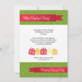 贈答用赤リボン緑のクリスマスパーティー 招待状 (正面)