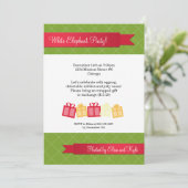 贈答用赤リボン緑のクリスマスパーティー 招待状 (スタンド正面)