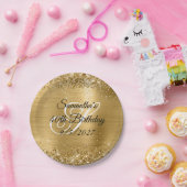 贋金スパングルと箔押し加工の40歳の誕生日 ペーパープレート (パーティー)