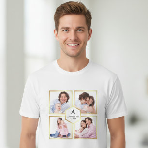 贋金箔 4枚の写真の家族フォトコラージュ Tシャツ