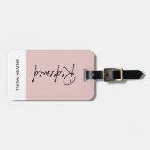 贖われたパーソナライズされた赤面ピンクのキリスト教信仰 ラゲッジタグ (正面横)