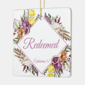 贖われた – エペソ1:7クリスチャンの女性の信仰 セラミックオーナメント (左)