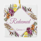 贖われた – エペソ1:7クリスチャンの女性の信仰 セラミックオーナメント (正面)