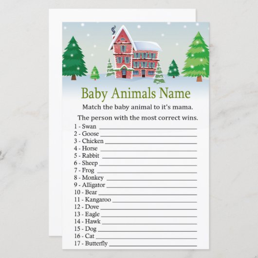 赤сちゃん動物名ゲーム赤ちゃんシャワー (正面/裏面)