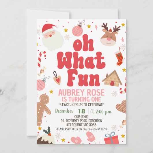 赤ああ何のおもしろいクリスマス1日の誕生日 招待状 (正面)