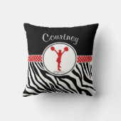 赤あなたの一流のシマウマのプリントのチアリーダー/Pom クッション (裏面)