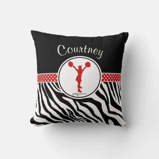 赤あなたの一流のシマウマのプリントのチアリーダー/Pom クッション (正面)