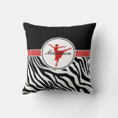 赤あなたの一流のシマウマのプリントのバレエダンサー クッション (裏面)