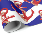 赤いいかり航海のの山形ストライプ模様 ラッピングペーパー (ロールコーナー)