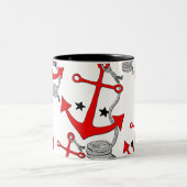 赤いいかり(のために) ツートーンマグカップ (中央)