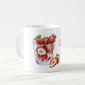 赤いいちごのガラス コーヒーマグカップ (正面左)