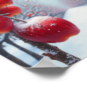 赤いおいしいリンゴと雪 ポスター (角)