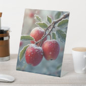 赤いおいしいリンゴと雪 台座サイン (インサイチュ)